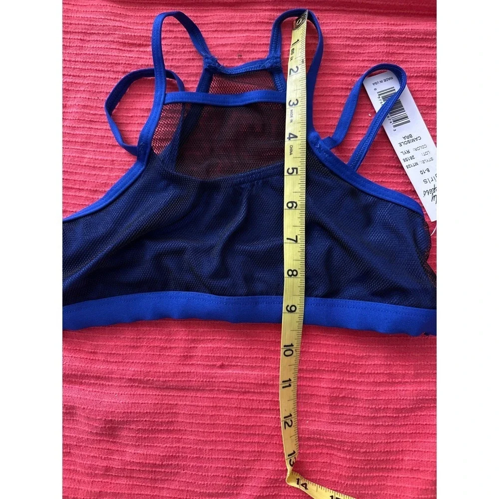 L Body Wrappers Royal Blue Black Mesh High Neck Dance Crop Top youth 810